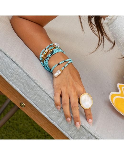 Christina Greene Blue Free Spirit & Pearl Beaded Bracelet