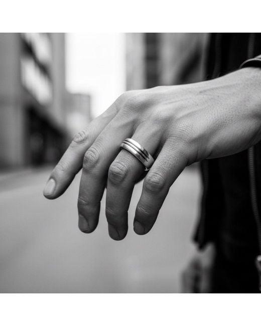 Tg-Jewellery by Tamara Gervasio Metallic Sterling Two Open Line Band Ring for men