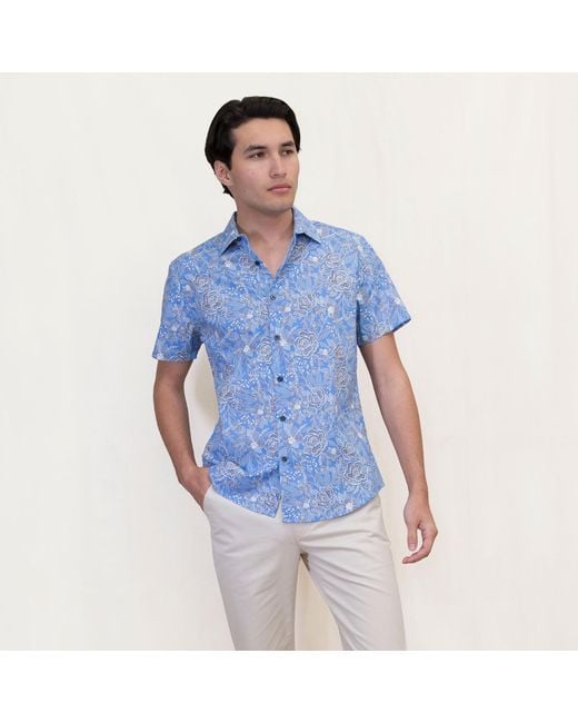Lords of Harlech Blue Scott Handcut Floral Shirt for men