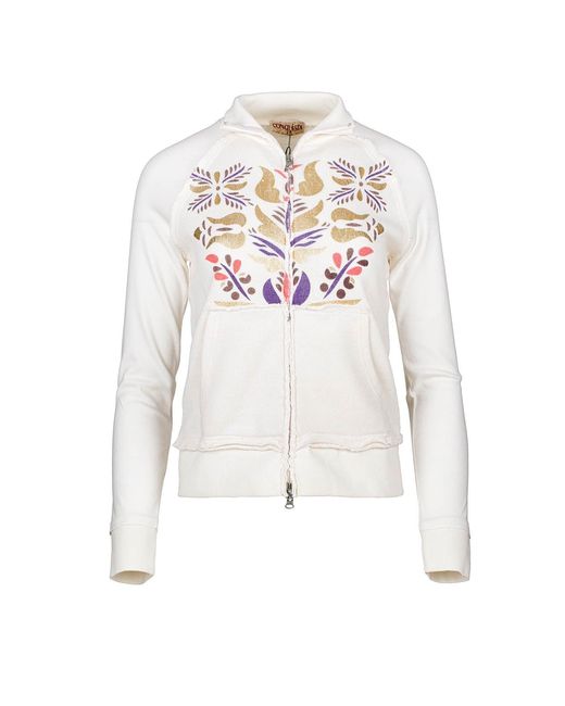 Conquista White Neutrals Ecru Zip Cardigan With Pouch Pockets