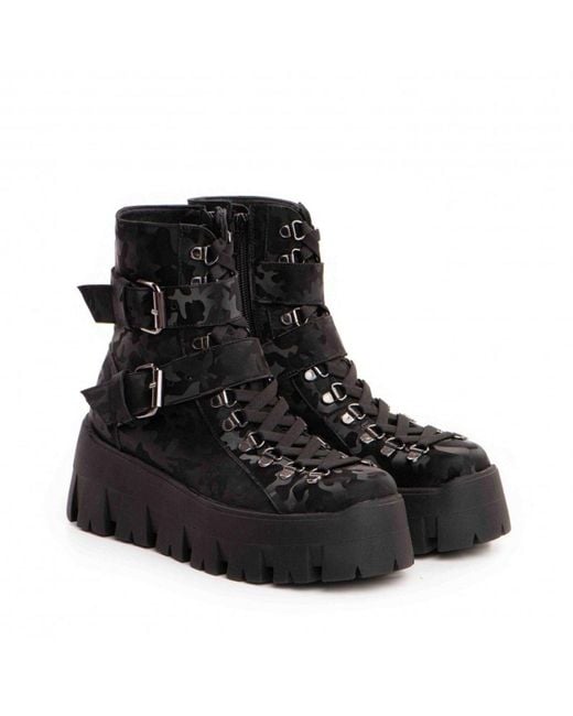 The 5Th Element Black Zara Chunky Camo Platform Boots