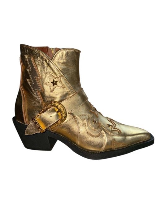 Any Old Iron Brown Golden Fancy Nancy Leather Ankle Boots