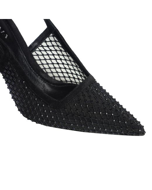 Ginissima Black Iana Suede-Mesh Shoes With Sparkling Details