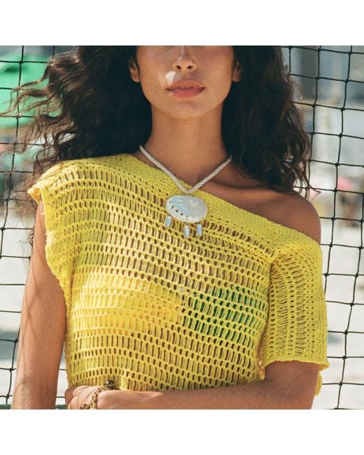 Sccollection Metallic Capri Crystal & Seashell Rope Choker