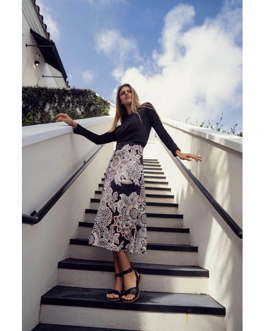 Profile Nyc Gray Floral Printed Slip Skirt