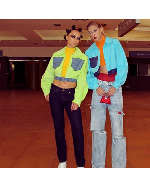 Couture to Your Door Blue Corduroy Upcycled Denim Jacket