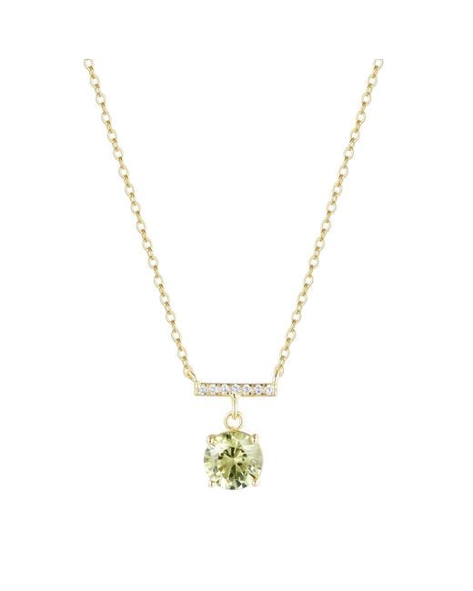 KAMARIA Metallic Birthstone Solitaire & Crystal Bar Necklace