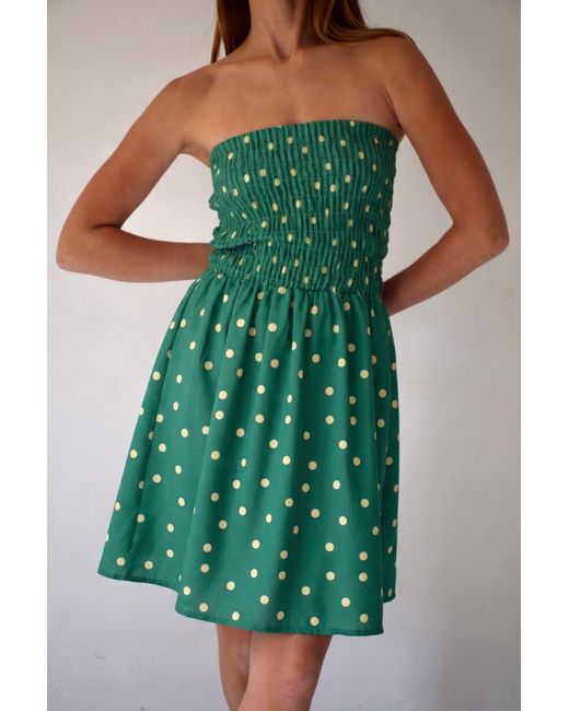 Mind Traveler Green Emily Polka Dot Short Dress