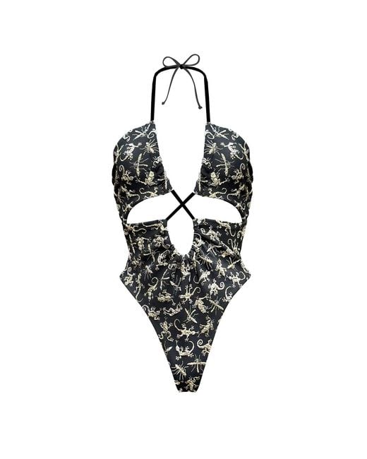 GeeGee Collection Black Superstitious Creatures Swimsuit