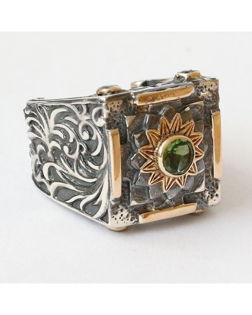 The Jewellery Store London Metallic Mystic Evergreen Ring With Tsavorite