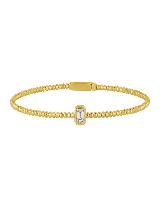 Artisan Metallic 14K Baguette Cut Diamond Beaded Bangle Bracelet