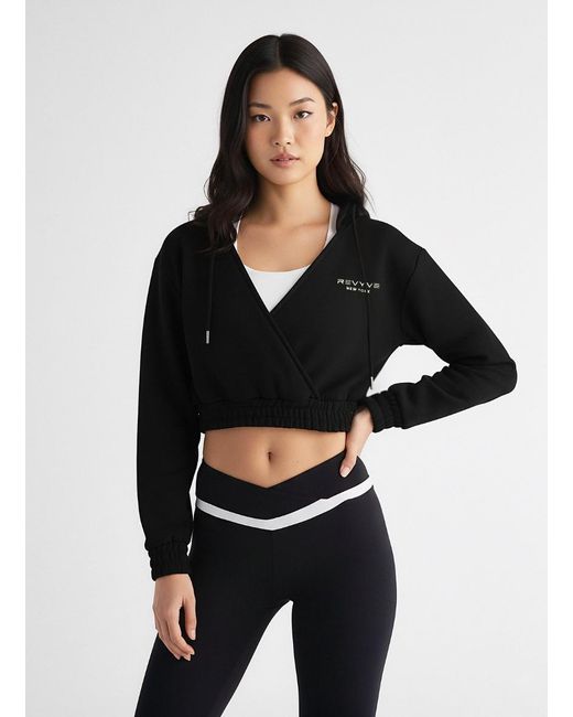 Revyve Active Black Cropped V-Neck Hoodie