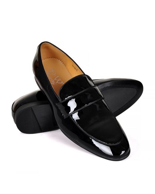 DAVID WEJ Black Alfred Patent Loafers for men