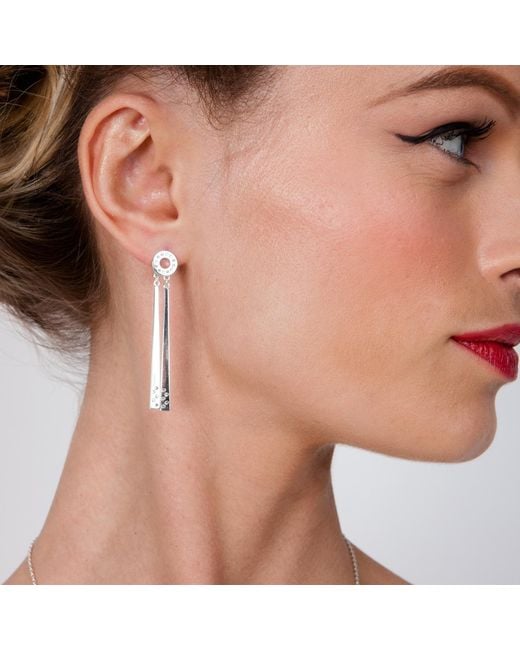 Lucy Quartermaine White Art Deco Two Linea Drop Earrings