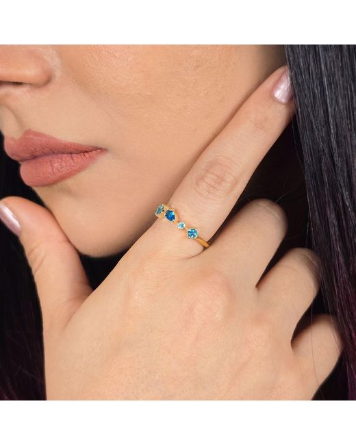 Harfi Blue Adjustable Vermeil Ring With Minimalist Aquamarine Gemstones