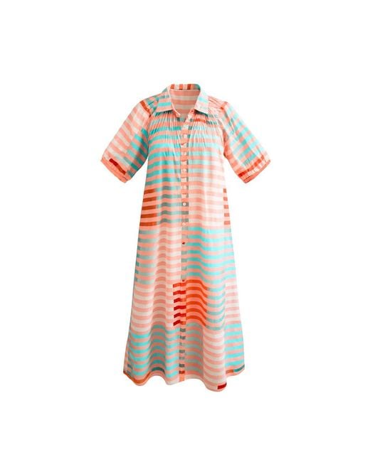 SUNSHINE TIENDA Red Apricot Colorful Stripe Oasis Dress