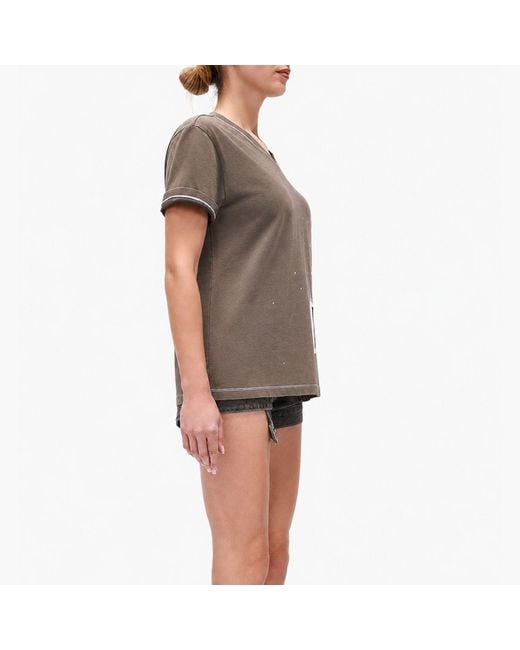 Gao Republic Gray T-Shirt Asymmetric Cut-Out Cotton