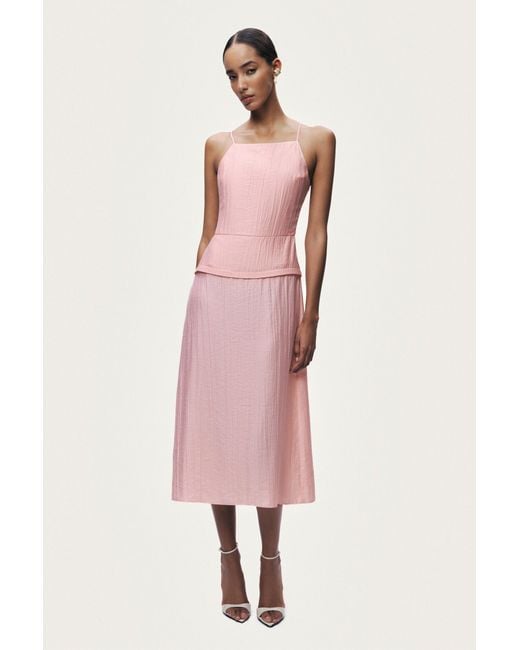 Nocturne Pink Spaghetti Strap Midi Dress