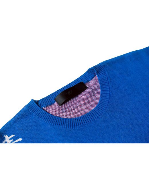 TOKKOU Blue Pullover Knit Sweater Fire