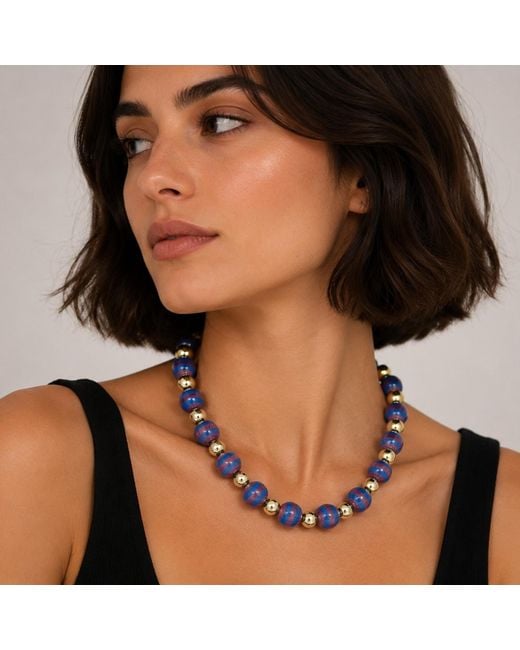 Hye Jane Jewelry Blue Soleil Sphere Beaded Necklace