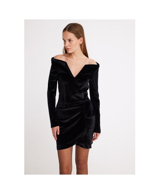 Mirimalist Black Maleficent Velvet Mini Dress
