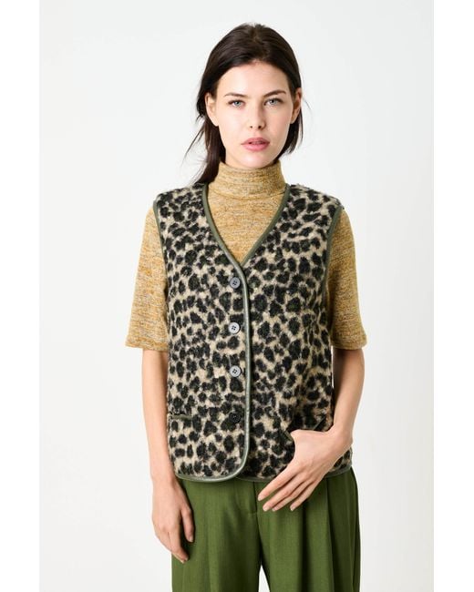 Louche Black Chris Animal Print Gilet