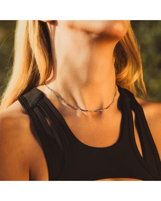 Spero London Metallic Tennis Necklace & Bracelet Set Sterling