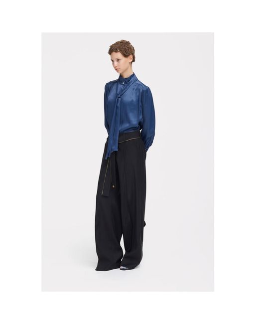 Julia Allert Black Tie-Waist Straight-Leg Trousers –
