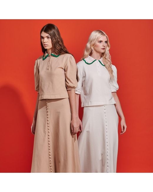 Roch Perel Natural Neutrals Polo Midi Skirt