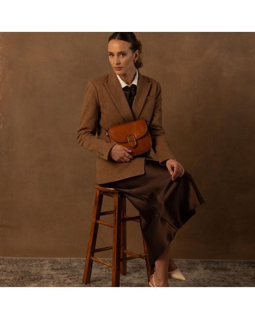 Time Resistance Brown Leather Saddle Bag