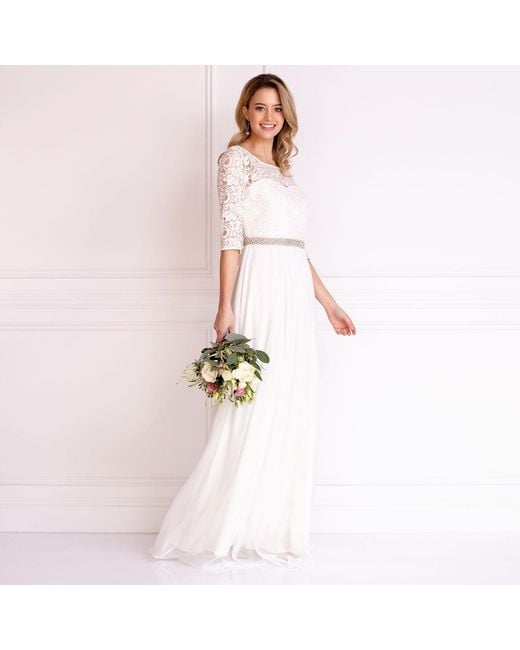 Alie Street London White Opal Silk And Lace Wedding Gown