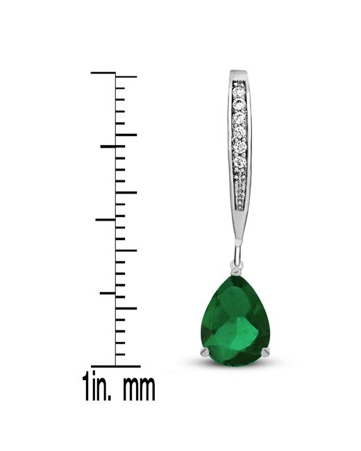 Genevive Jewelry Green Genevive Sterling Plating With Pear-Shaped Cubic Zirconia Dangle Earrings