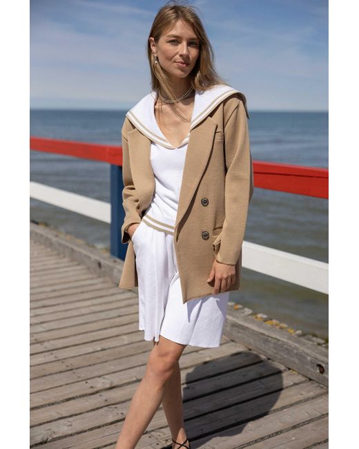SALANIDA Natural Forza Knitted 100% Merino Blazer Beige
