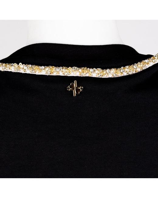 House of Laines London Black Laines Couture T-Shirt Dress With Embellished Crystal Pearl Wrap Around Snake