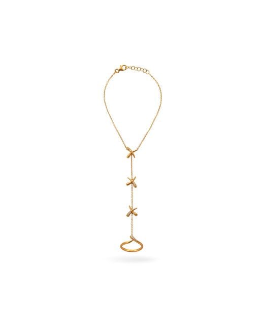Lucy Quartermaine Metallic Solid Bliss Hand Chain Set With Graded Diamonds