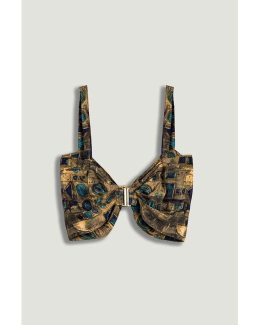 Nocturne Green Printed Ring Detail Crop Top
