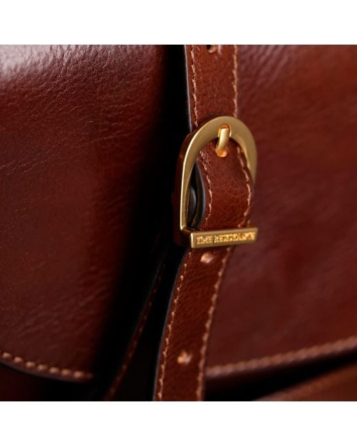 Time Resistance Brown Leather Cross Body Bag For