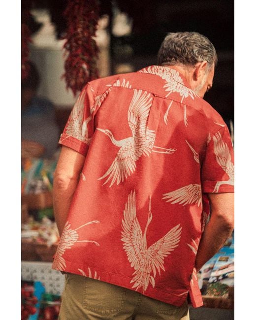 &SONS Trading Co Red Flight Print Shirt for men