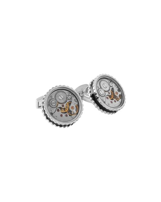 Tateossian Metallic Round Skeleton Gear Static Cufflinks With Enamel for men