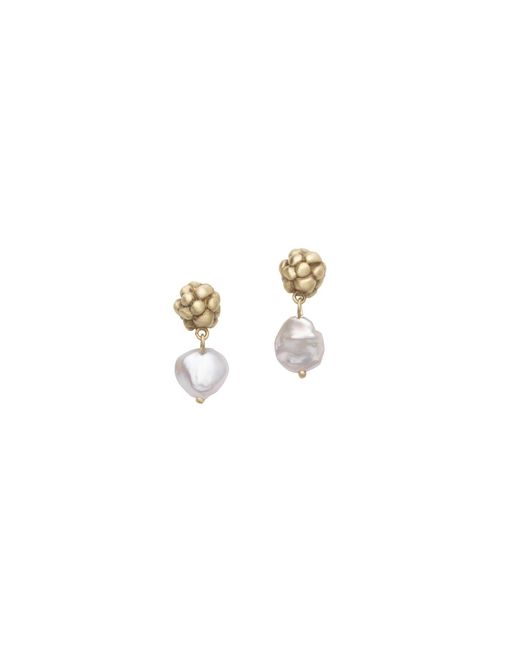 Zeworks Metallic Karr Mini Pearl Earrings