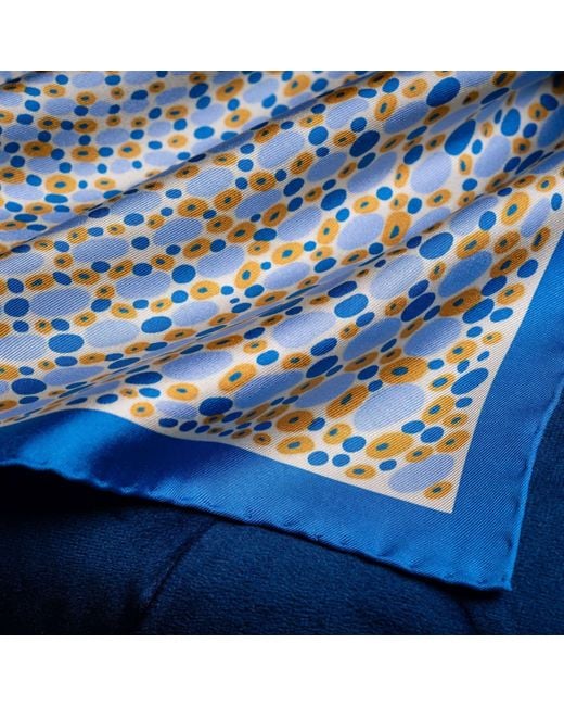 Otway & Orford Blue 'Infinity' Spotted Silk Pocket Square for men