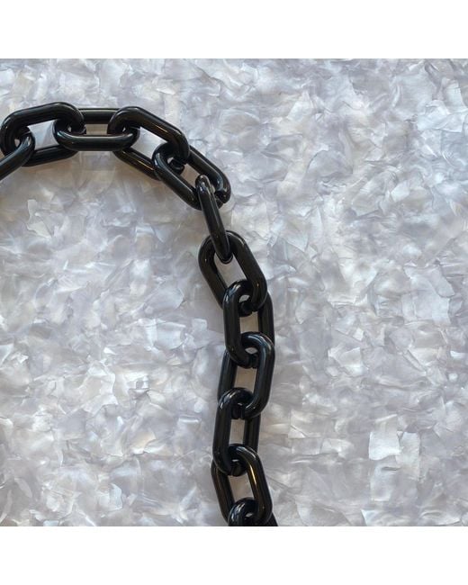 CLOSET REHAB Black Chain Link Short Acrylic Purse Strap In Jet