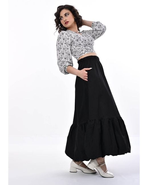 Frock Tales Black Calvatia Puffball Midi Skirt