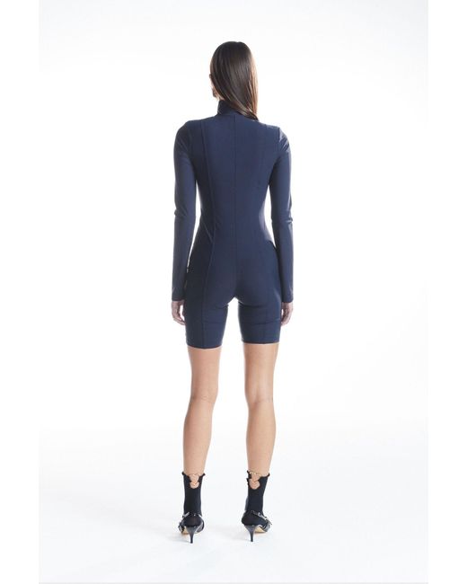 No'design Blue Zip-Up Short Jumpsuit