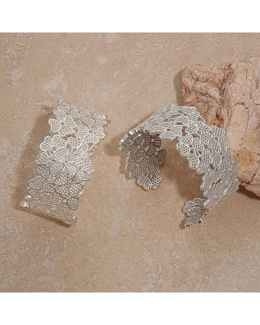 Angel Barocco White Floral Lace Open Cuff Bangle