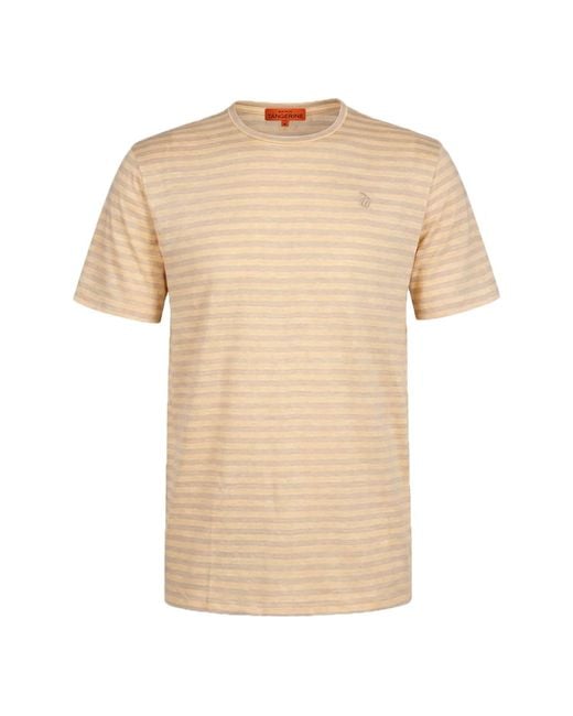 Maison Tangerine Natural Linen T-Shirt Honey Stripes For for men