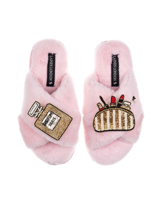 Laines London Pink Classic Laines Slippers With Beauty Bag & Perfume Brooches