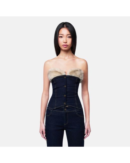 OW Collection Blue Desi Denim Corset Top