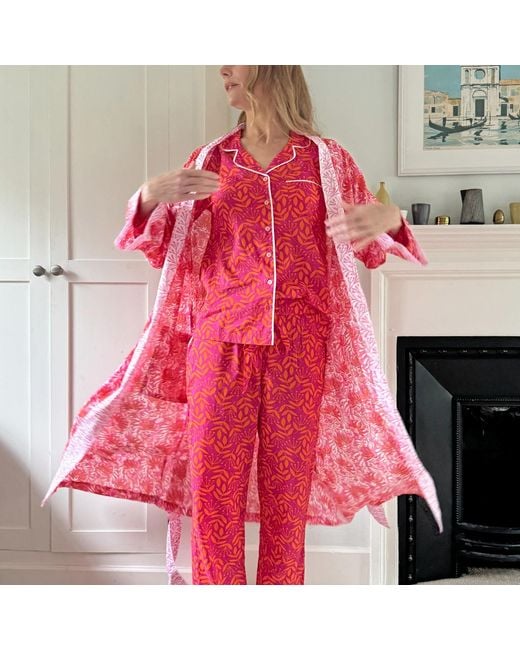 Lime Tree Design Red Summer Meadow & Cotton Pyjamas