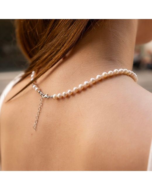 Spero London Metallic Small Natural Freshwater Real Pearl Strand Necklace